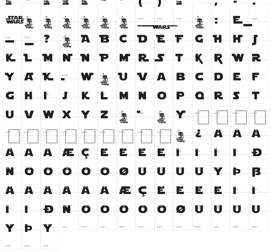 Star Jedi Logo DoubleLine2 Character Map