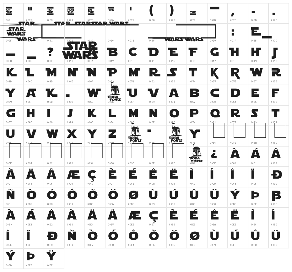 Star Jedi Logo MonoLine Character Map