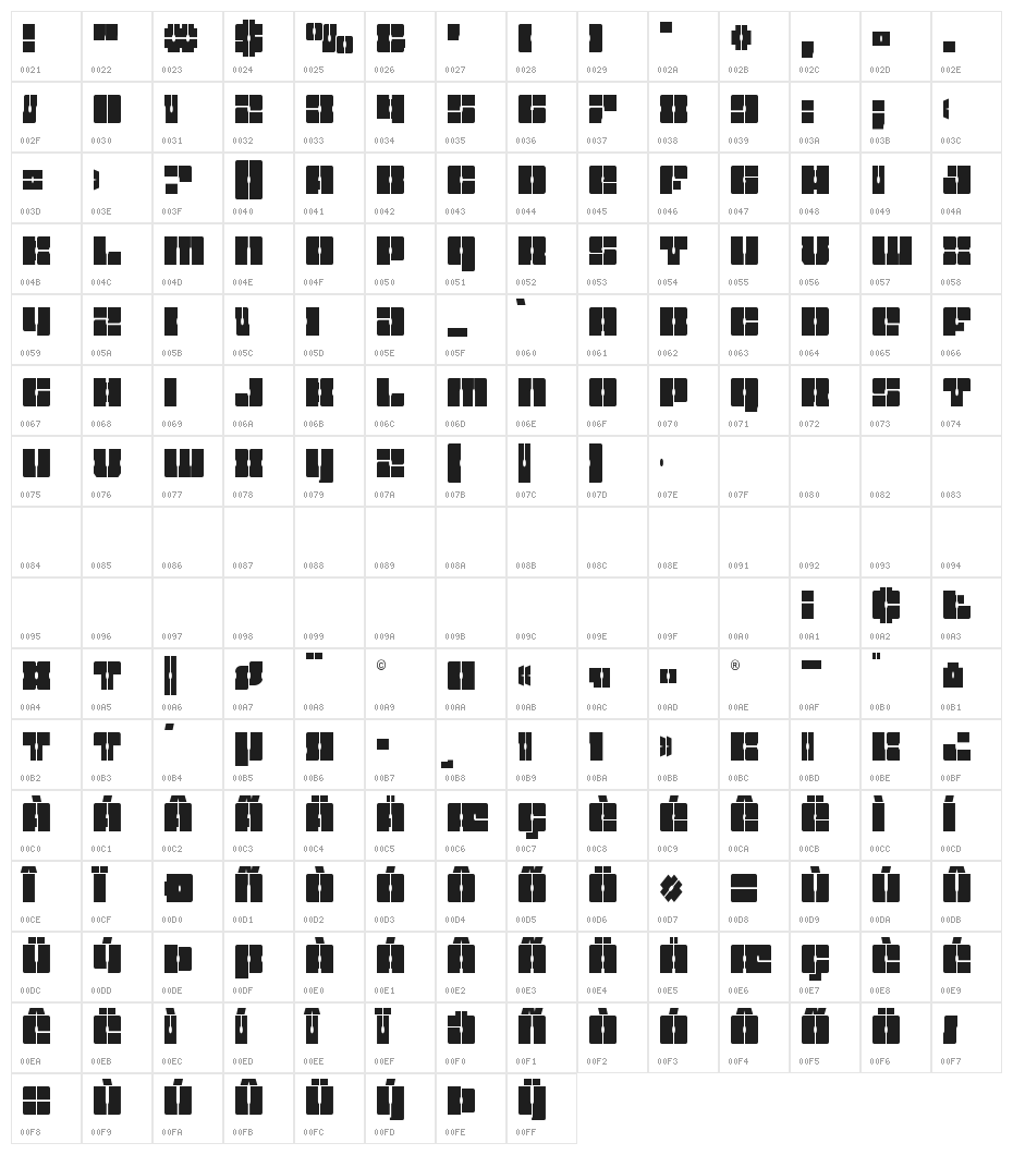 Star Nursery Condensed Character Map