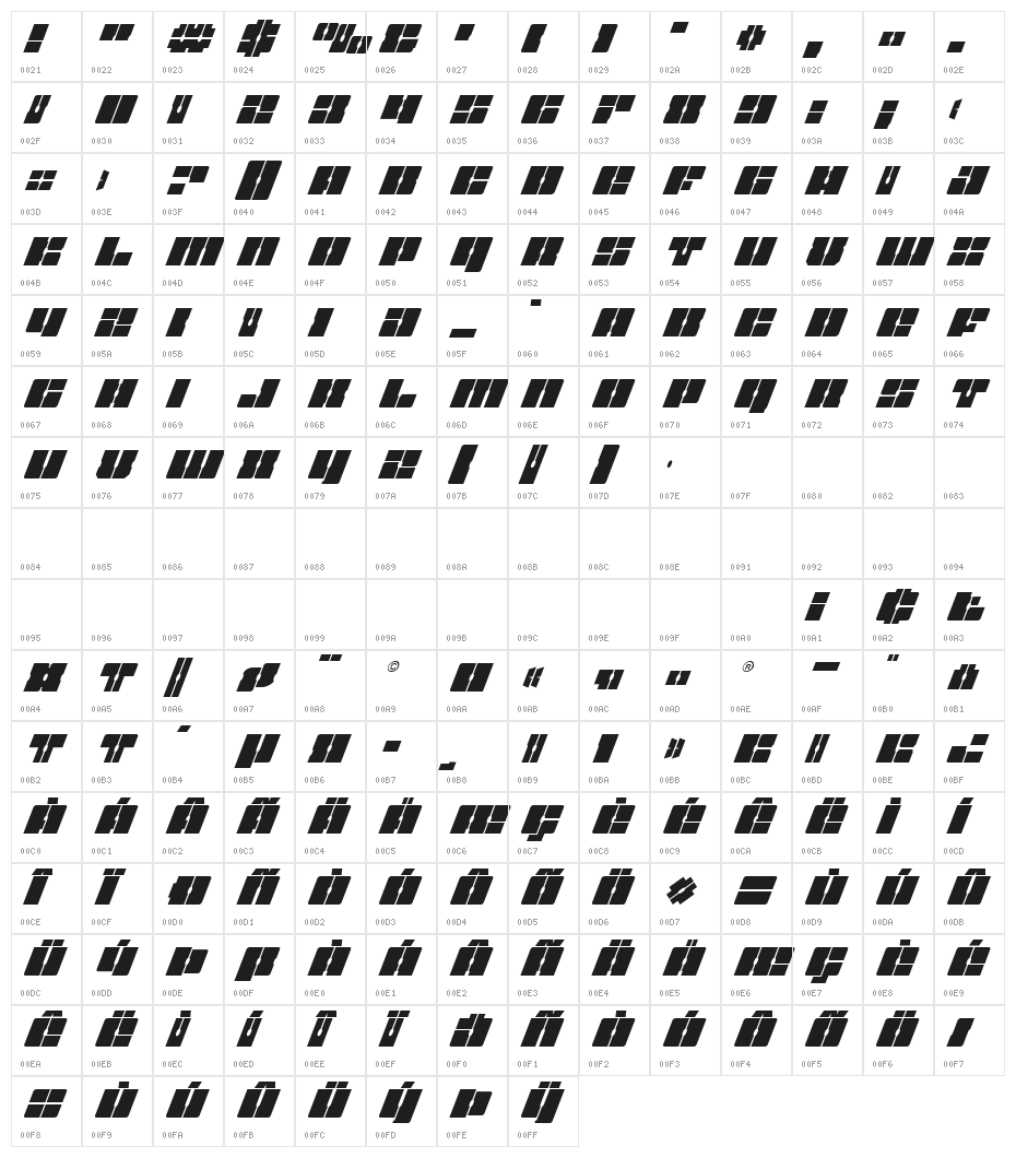 Star Nursery Super-Italic Character Map