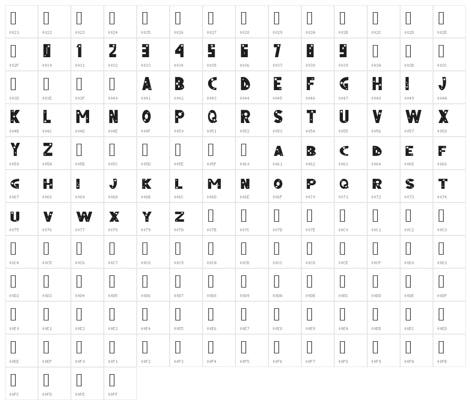 StarBold Character Map