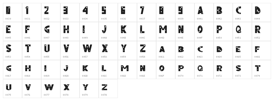 StarBold Character Map