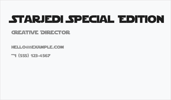 StarJedi Special Edition Business Card
