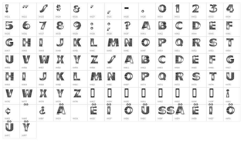Starburst Regular Character Map