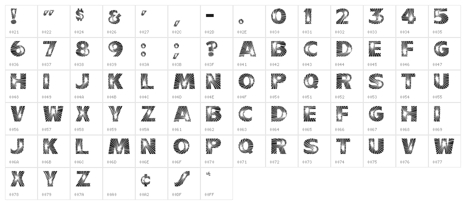 Starburst Character Map
