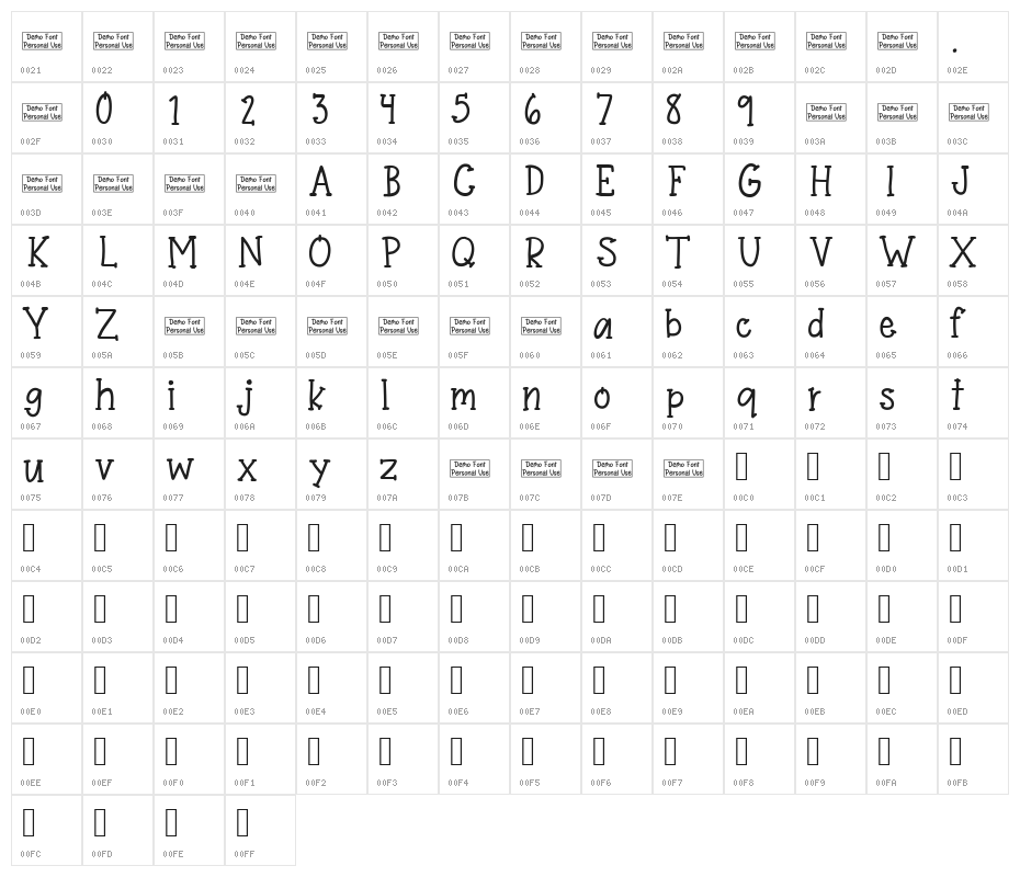 Stardom Medium Character Map