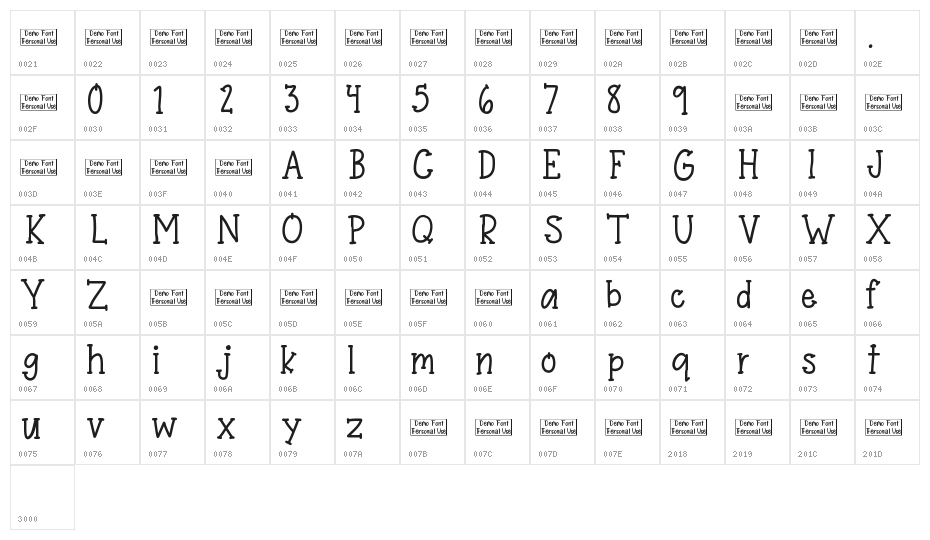 Stardom Medium Character Map