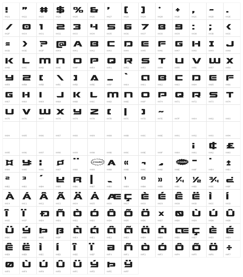 Starduster Expanded Character Map