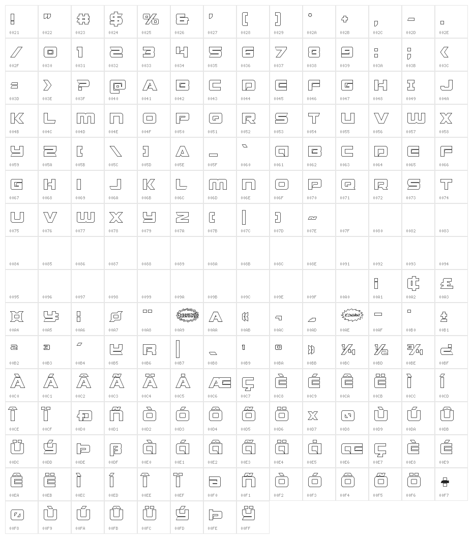Starduster Shadow Character Map