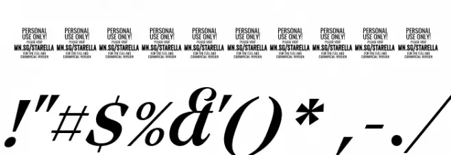 Starella Script PERSONAL USE Font OTHER CHARS