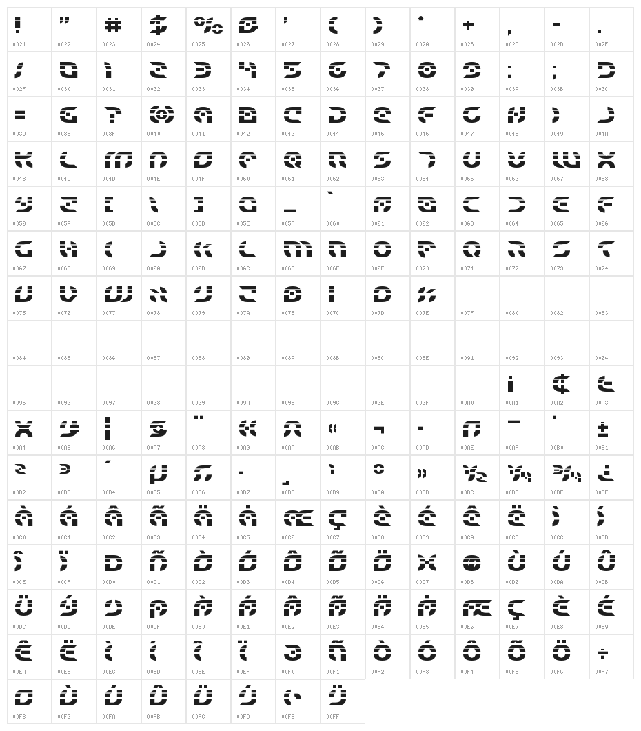 Starfighter Laser Character Map