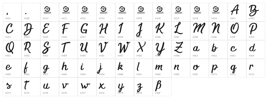 Stargazed Personal Use Character Map