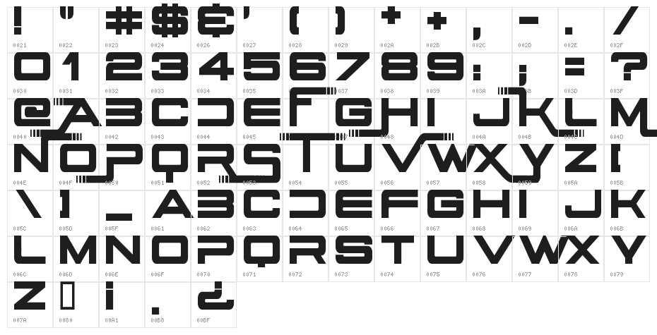 Stars Fighters Upright Character Map