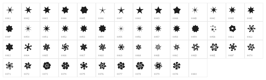 Stars no Stripes Character Map