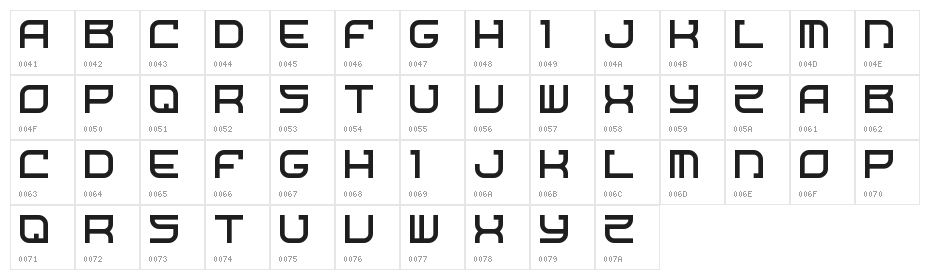 Starship One Regular Character Map