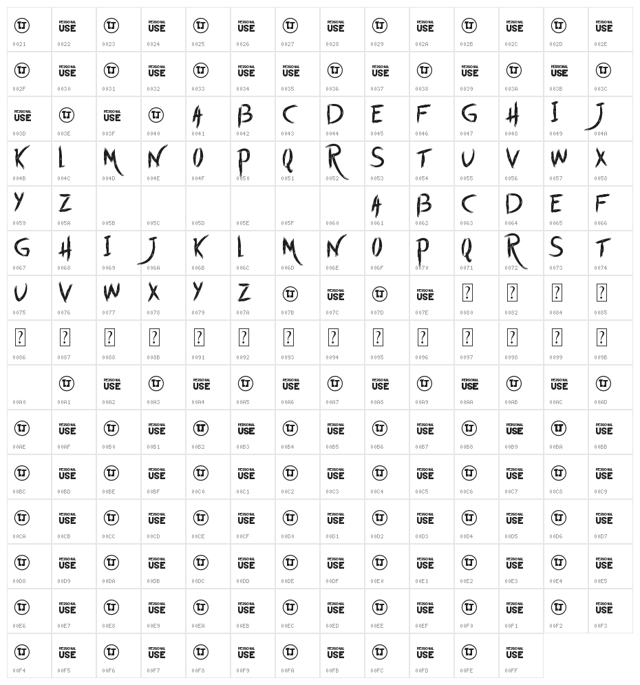 Start with Today Character Map