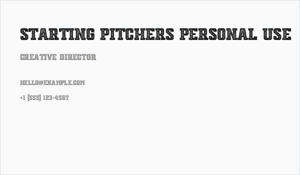 Starting Pitchers Personal Use Business Card