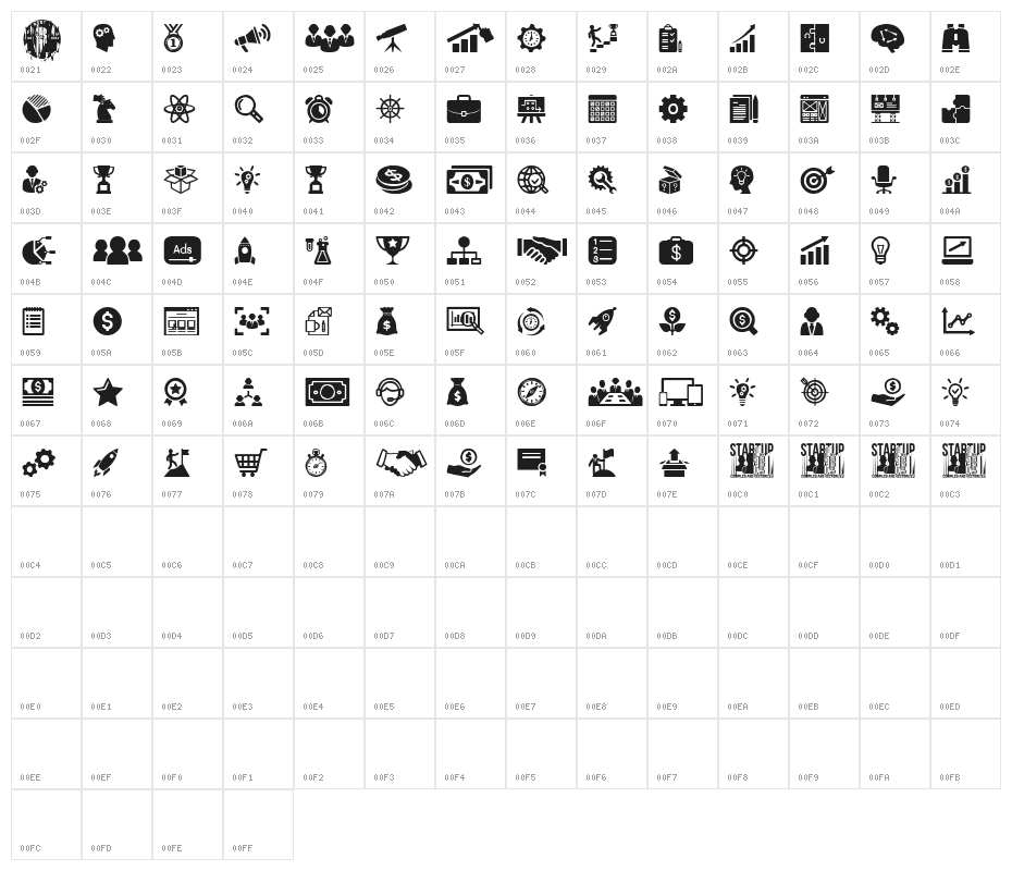 Startup Icons Character Map