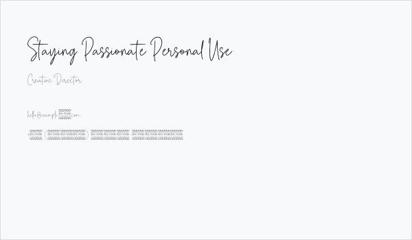 Staying Passionate Personal Use Business Card