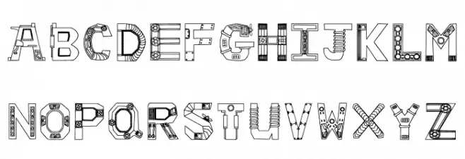 Steampunk Machinery Fon Regular フォント 大文字