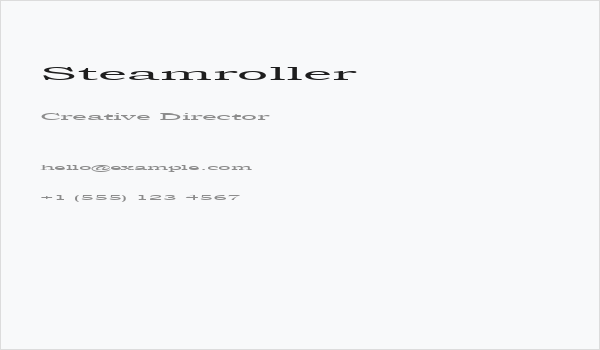 Steamroller Business Card