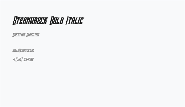 Steamwreck Bold Italic Business Card