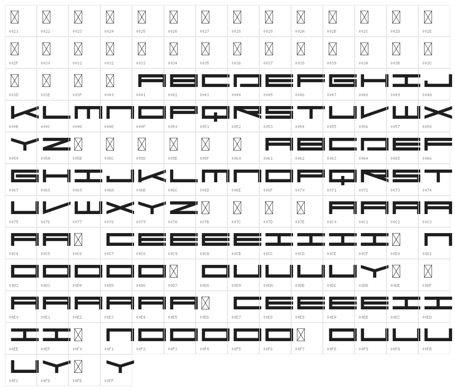Steelbase Character Map