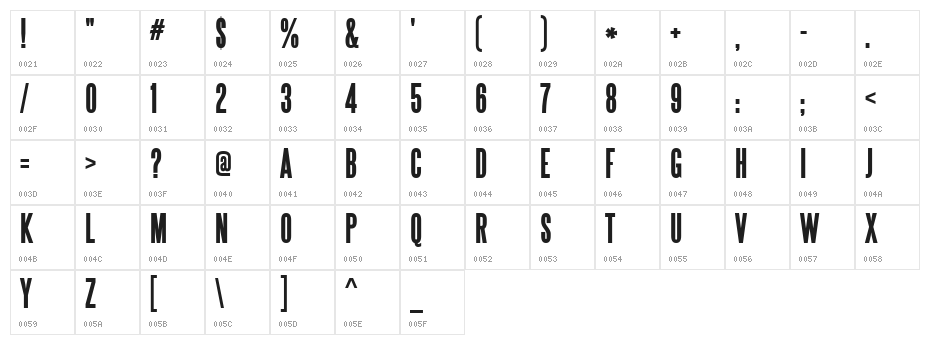Steelfish Bold Character Map