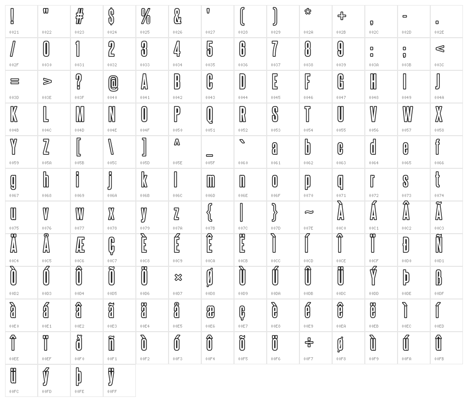 SteelfishOutline-Regular Character Map