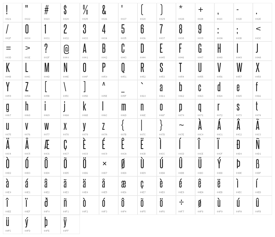 SteelfishRg-Regular Character Map