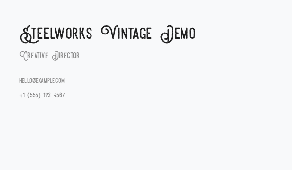 Steelworks Vintage Demo Business Card