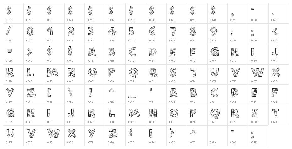 Stefanie Dots Bold Character Map