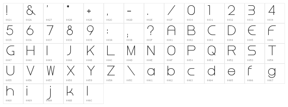 Steiner Light Character Map