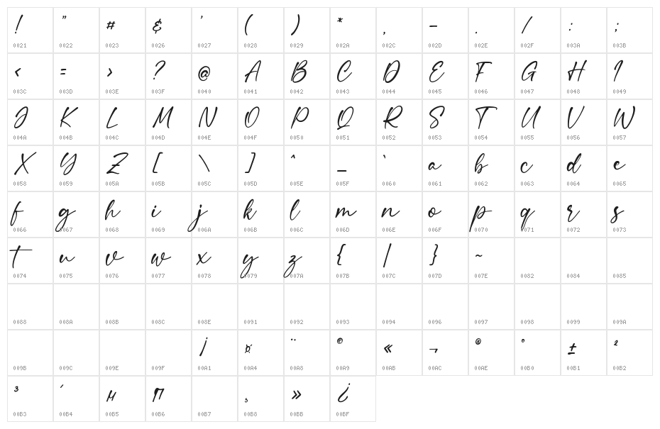 Steinfeld DEMO Regular Character Map