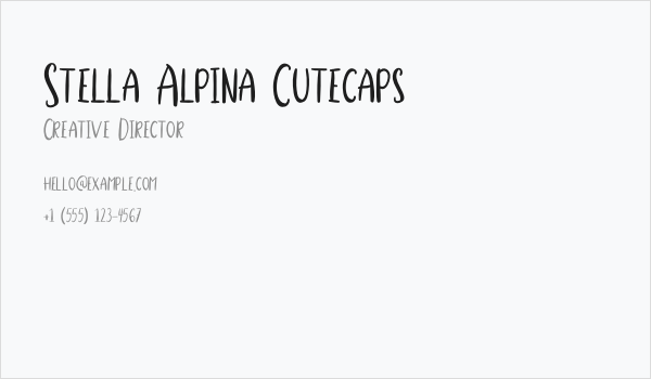 Stella Alpina Cutecaps Business Card