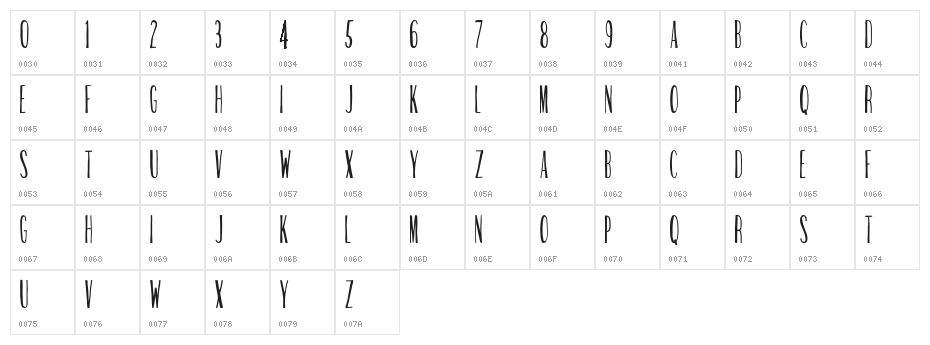 StemPanini-Regular Character Map