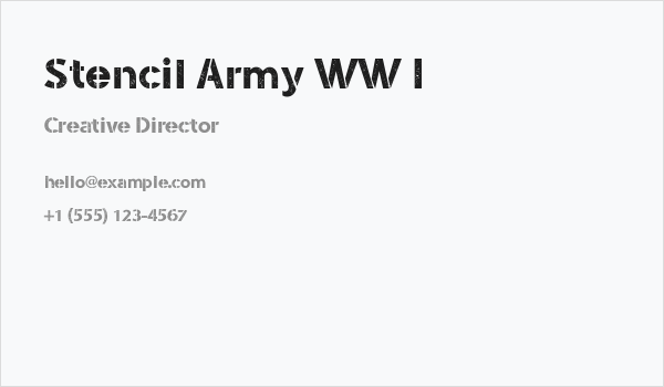 Stencil Army WW I Business Card