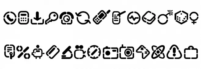 Stencil Icons Schriftart Groß