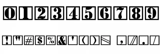 StencilBricksNineSeven Font OTHER CHARS