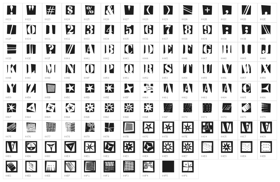 StencilBricksRandom Character Map