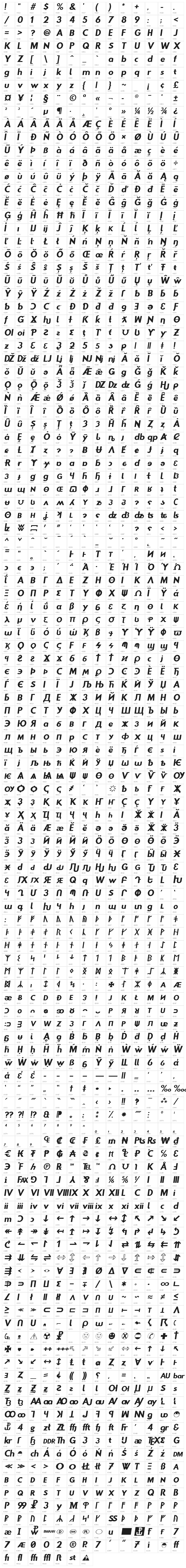 Step Down Oblique Character Map