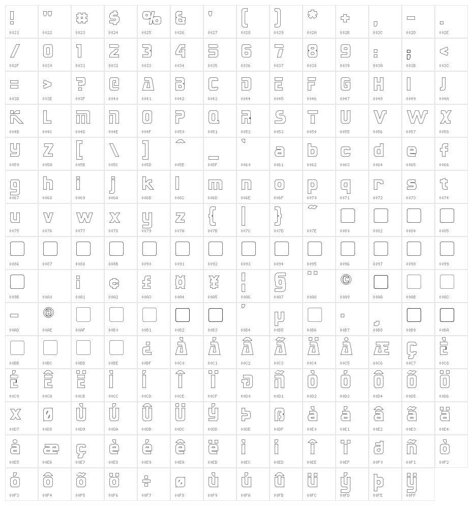Sternbach Outline Character Map