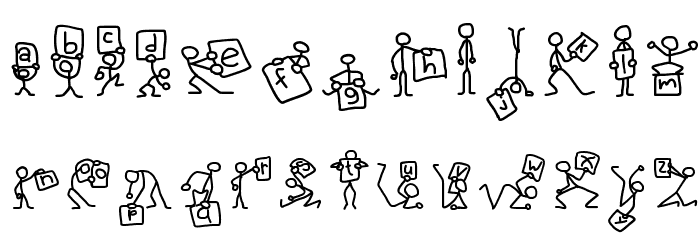 Stick Figures Schriftart Kleinbuchstaben