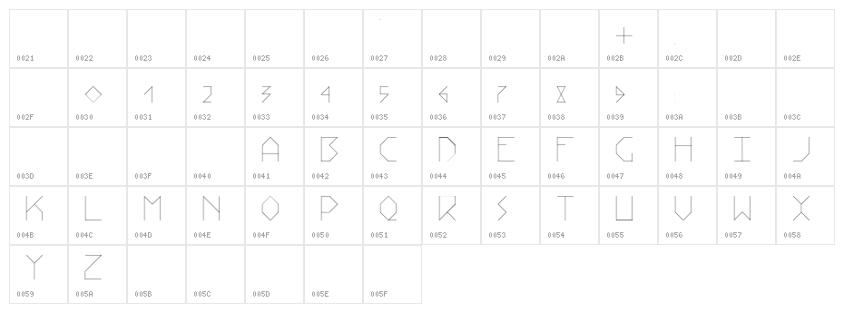 Stick Light Character Map