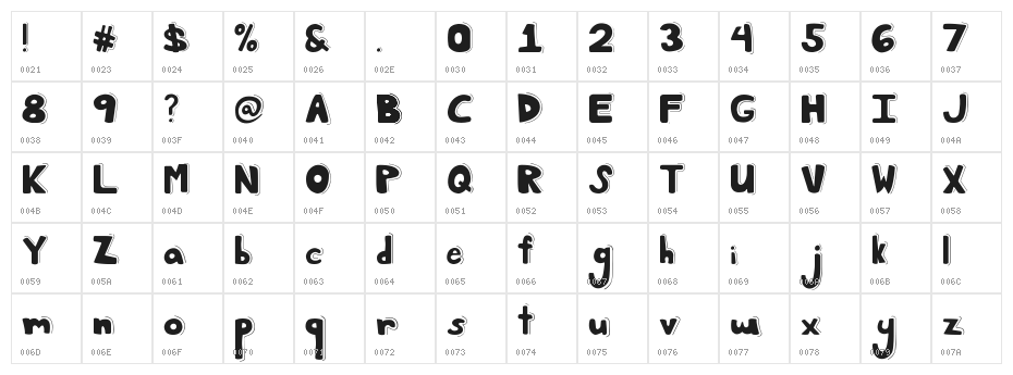 Stickers Regular Character Map