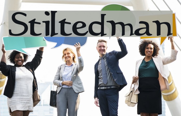 Stiltedman Font examples