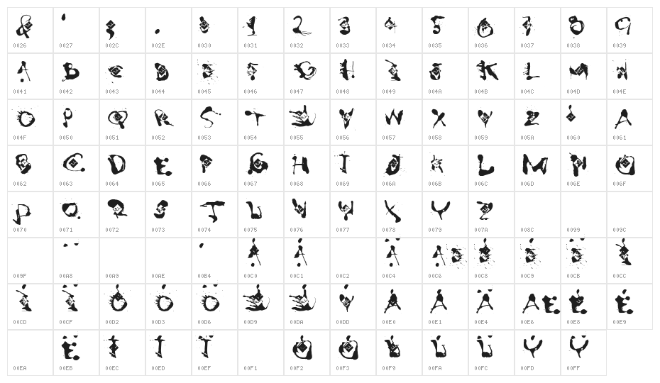 Stinger Bold Character Map