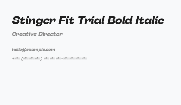 Stinger Fit Trial Bold Italic Business Card