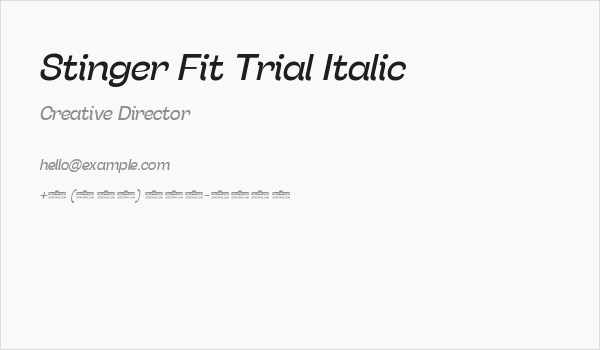 Stinger Fit Trial Italic Business Card