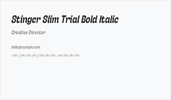 Stinger Slim Trial Bold Italic Business Card